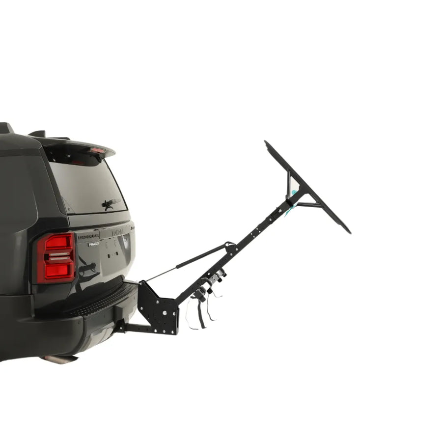 JB Racks showing compact width behind vehicle