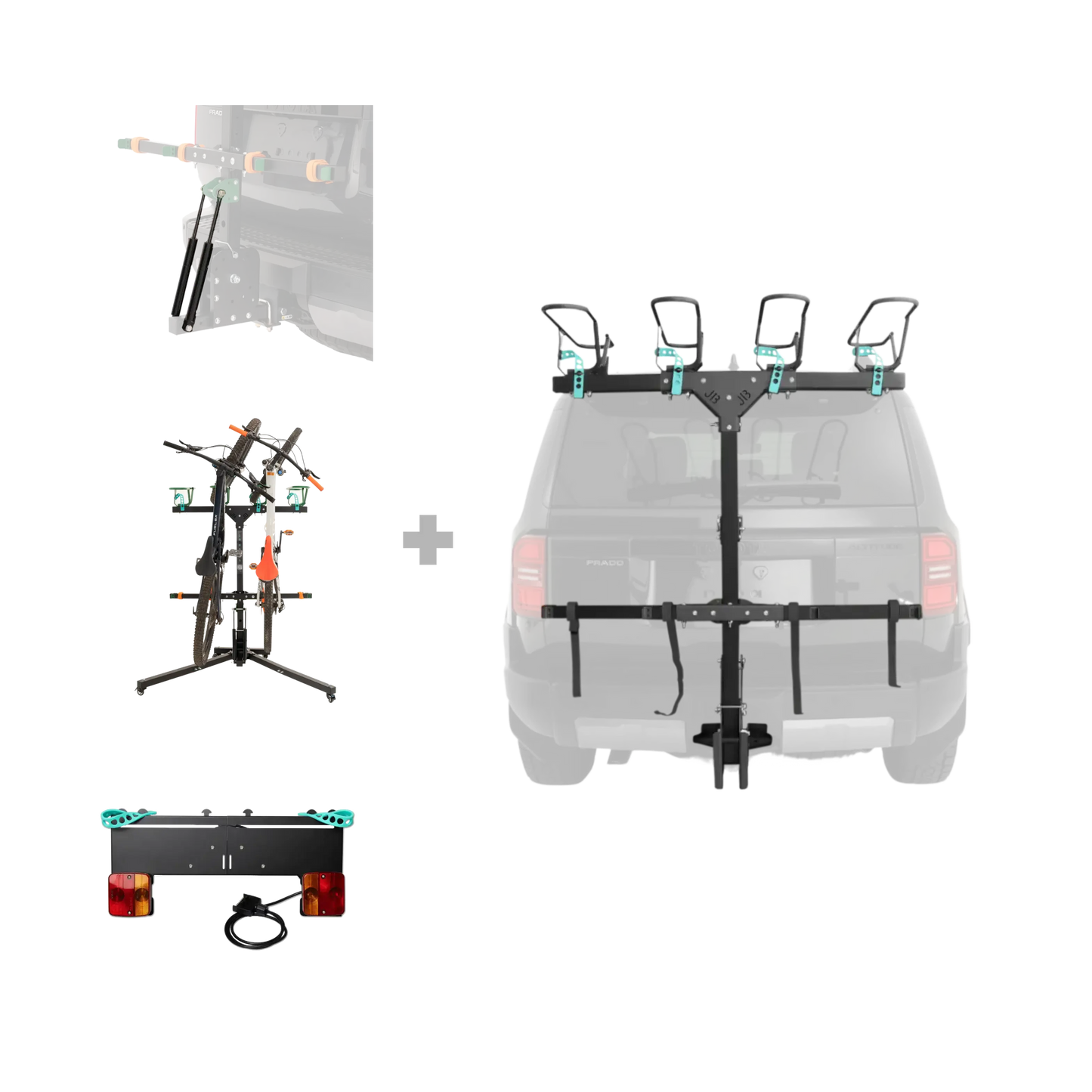 4 Bike Rack, Strut, Stand and Number Plate Holder Bundle