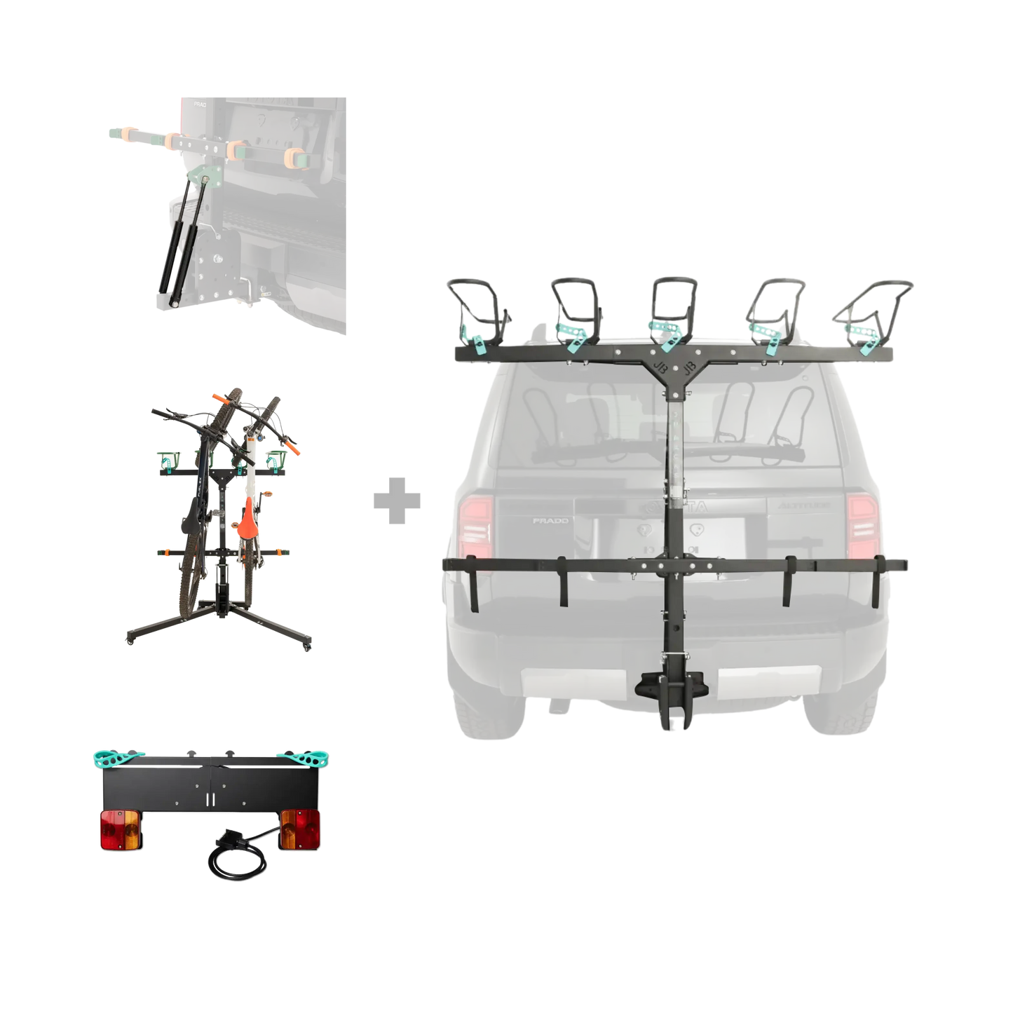 5 Bike Rack, Strut, Stand and Number Plate Holder Bundle