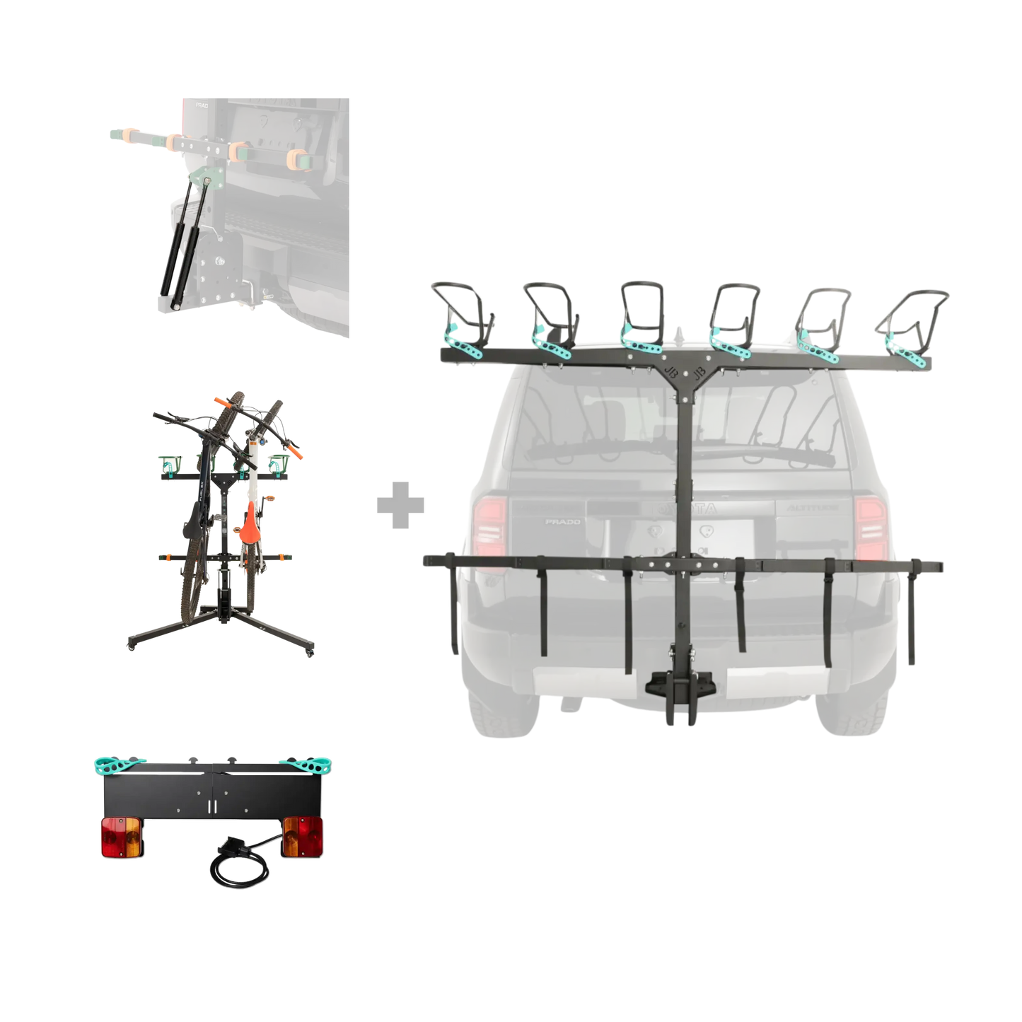 6 Bike Rack, Strut, Stand and Number Plate Holder Bundle