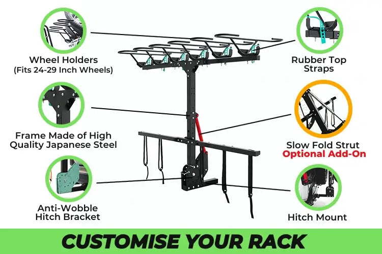 JB Rack 6 bike rack with all the parts labelled